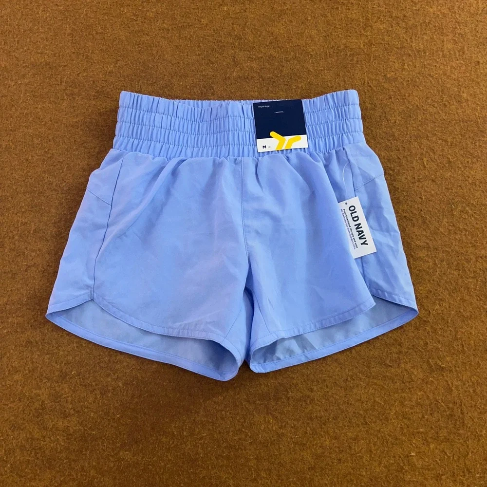Old Navy Girls Medium 8 Blue Go-Dry High-Rise Active Running Shorts NWT